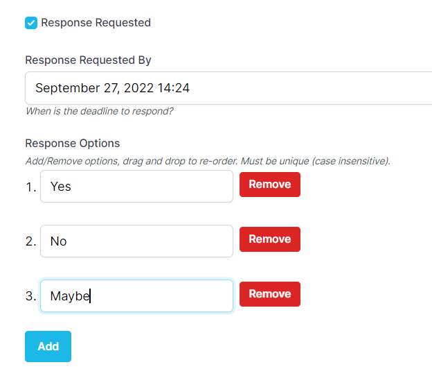 broadcast response options