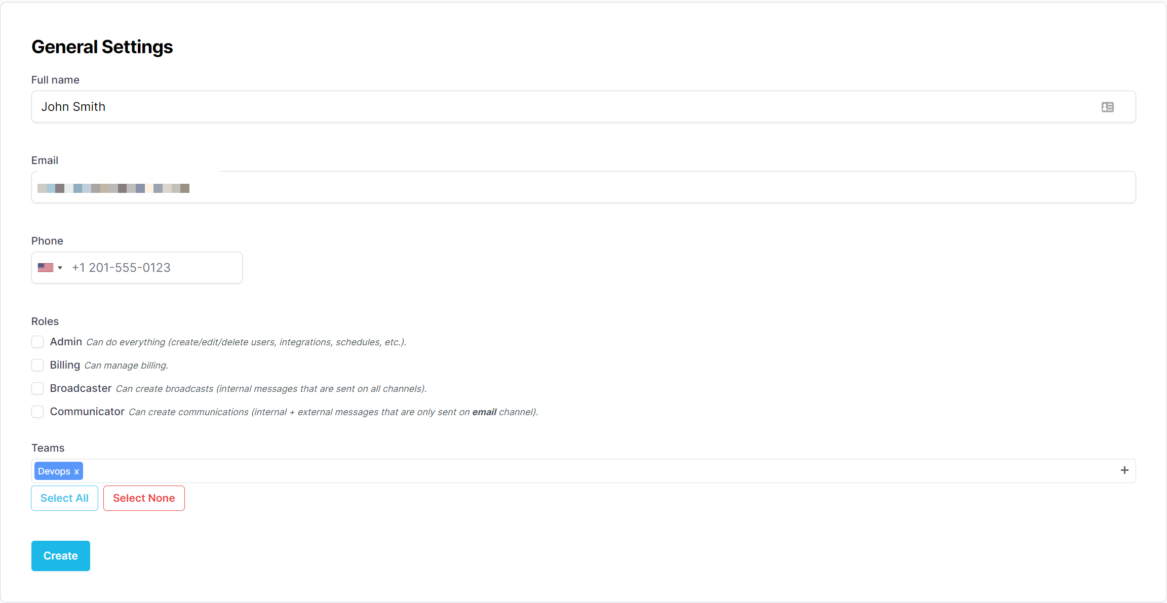 create user form