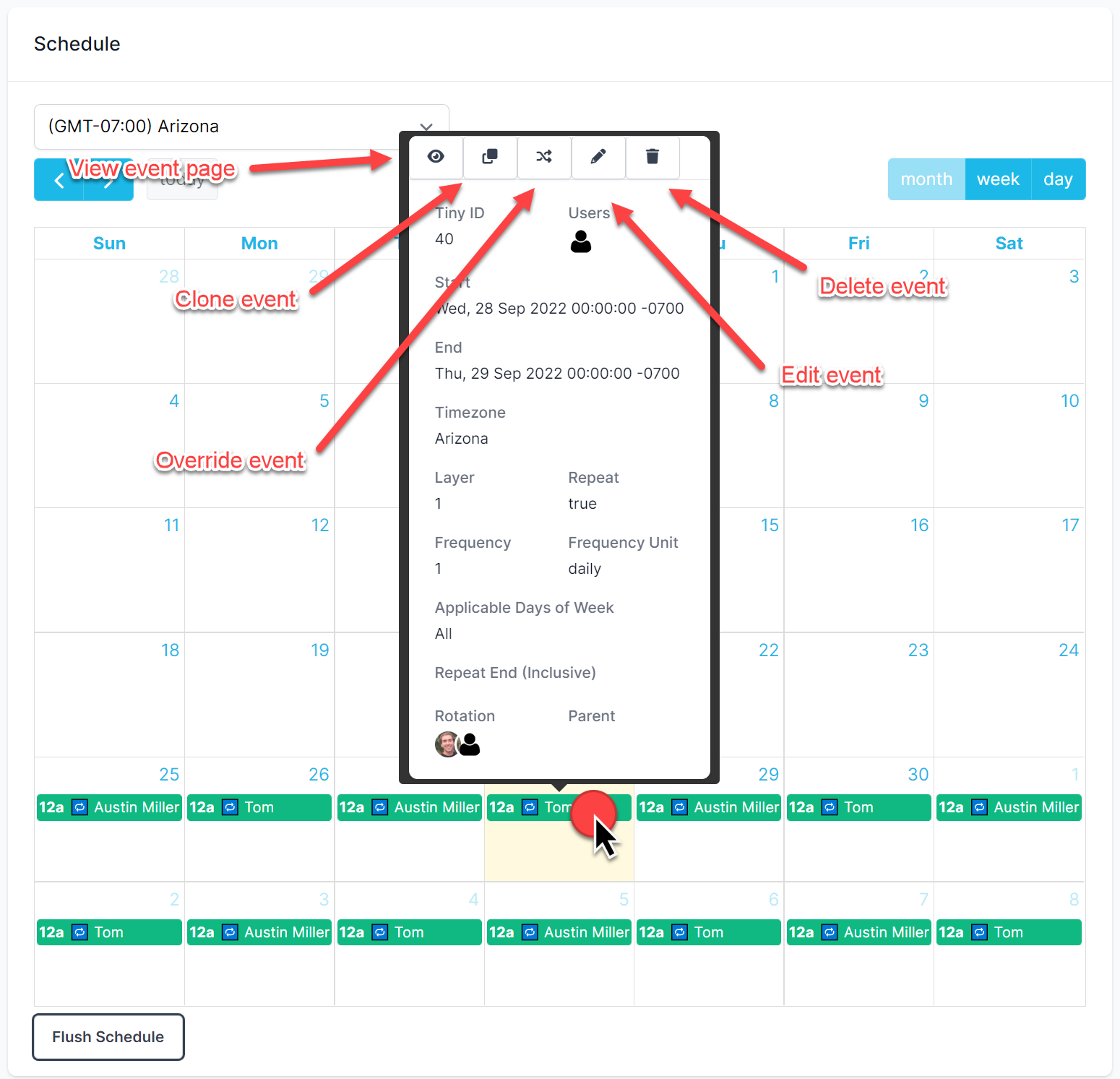 annotated event actions