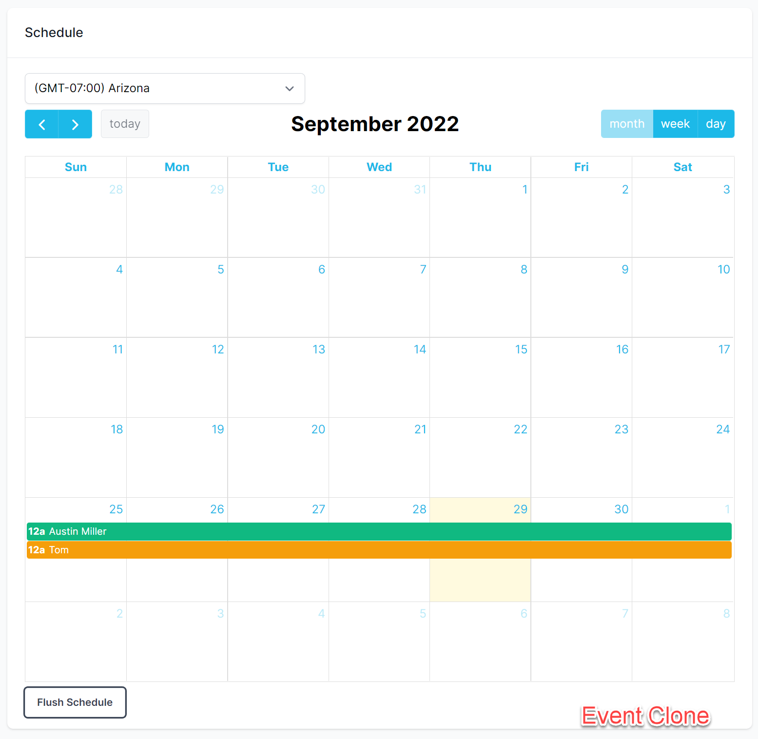 event clone on calendar
