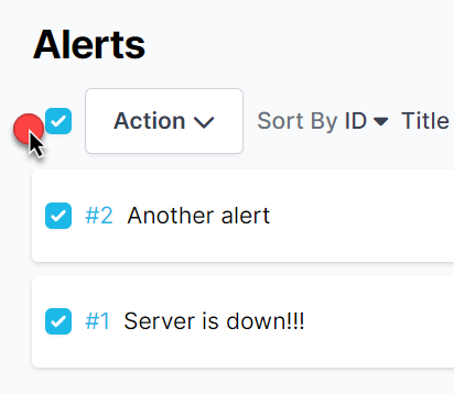 mass action checkbox