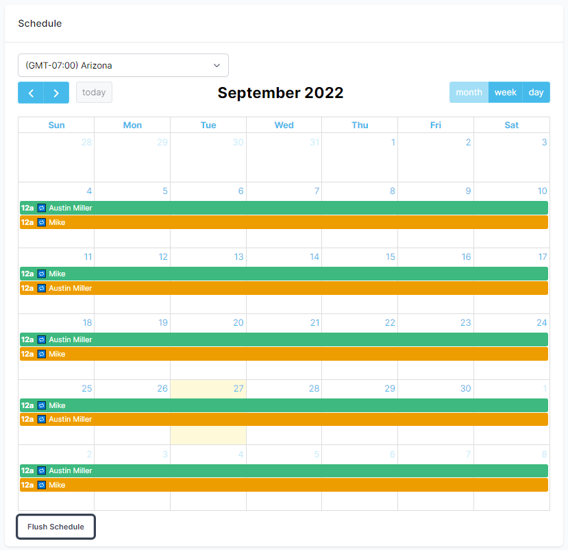 oncall schedule