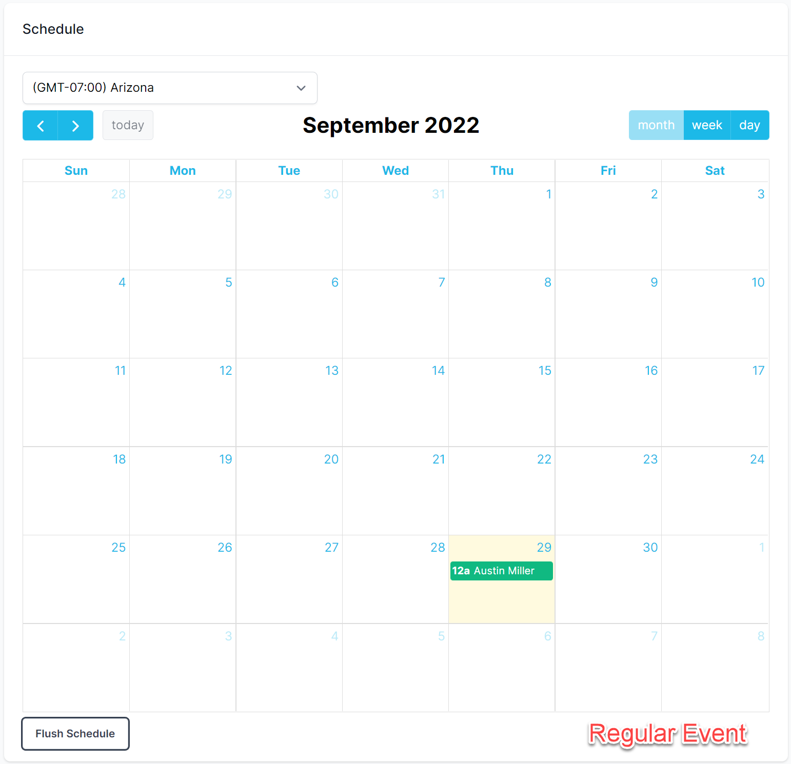 regular event on a calendar
