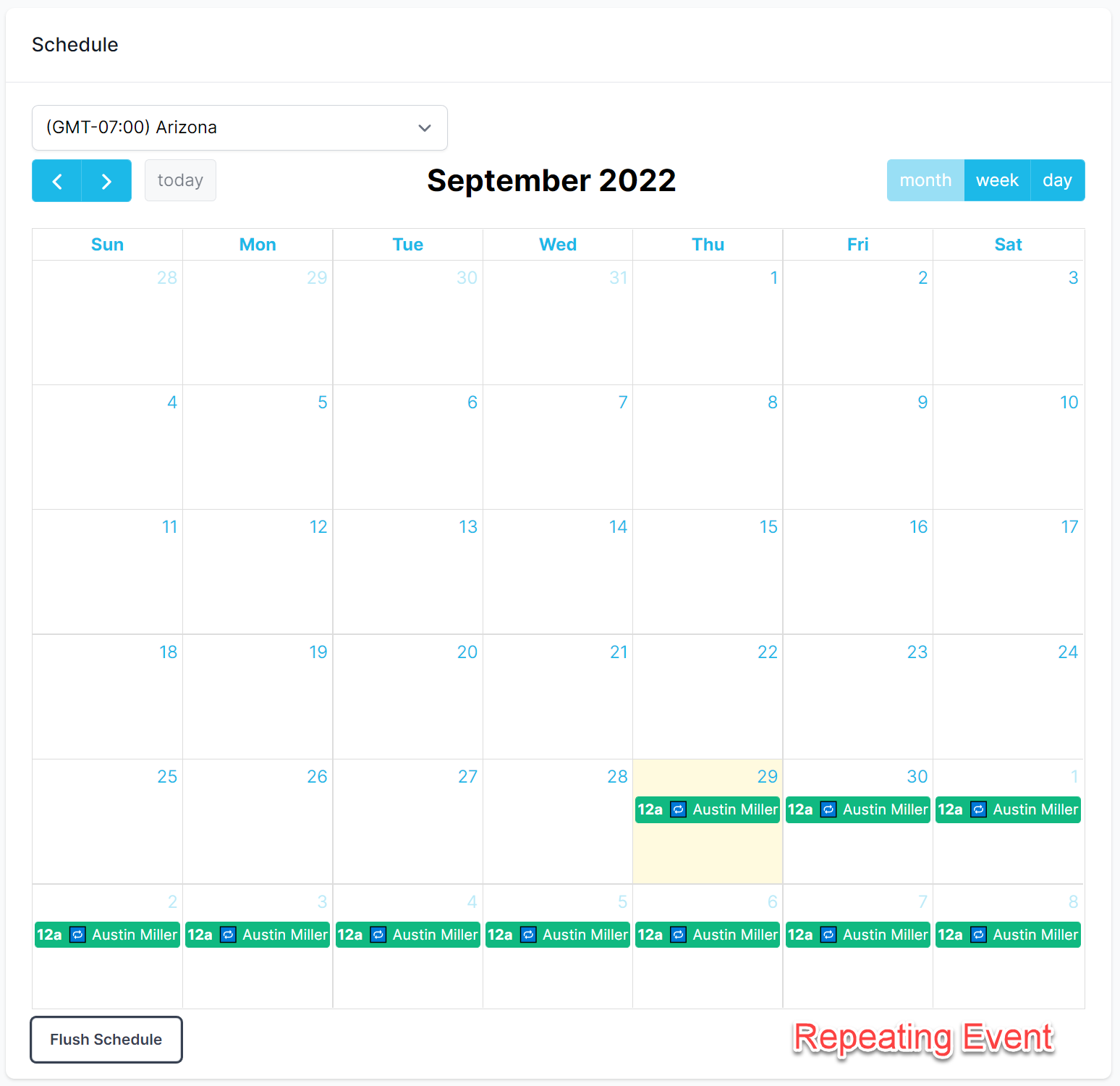 simple repeating event on a calendar