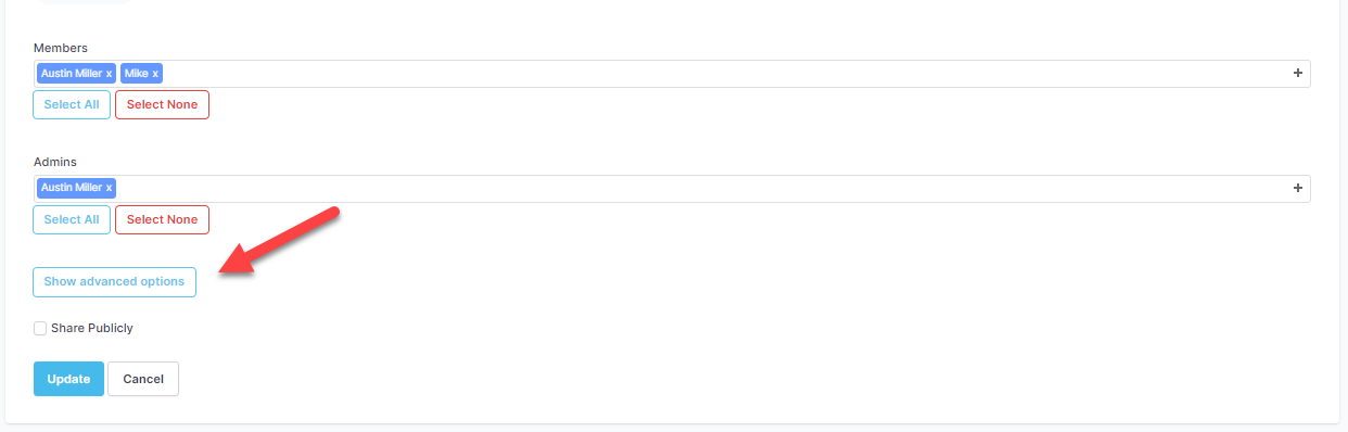 show advanced option button