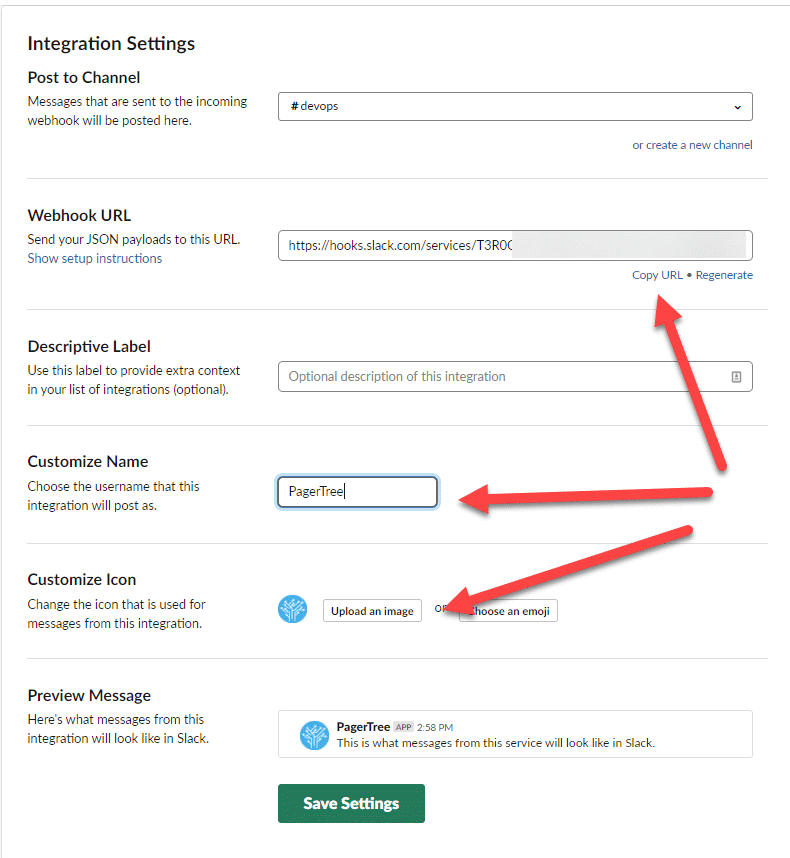 Copy the Slack Webhook URL.